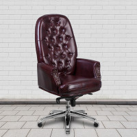 Flash Furniture BT-90269H-BY-GG High Back Traditional Tufted Burgundy Leather Multifunction Executive Swivel Chair With Arms